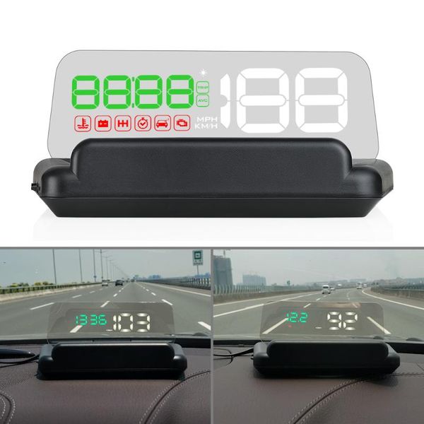 

obd2 hud head up display projector digital car speedometer on-board computer fuel mileage voltage obd hud mirror security alarm