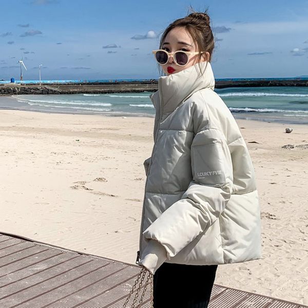 

winter fashion reflective short warm women coat jackets short jacket solid color new ladies parka spring ladies coat ko169, Tan;black