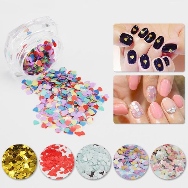 

1 box round nail sequins mixed size heart shape nail sequin flakes multicolor manicure art decoration, Black