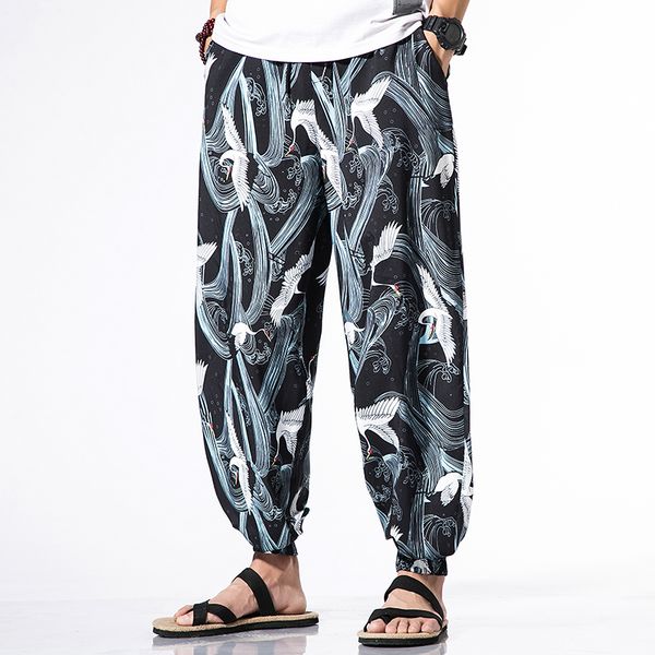 

2019 harem pants graphic print pencil pants elastic waist track trousers mens womens fashion joggers sweatpants, Black