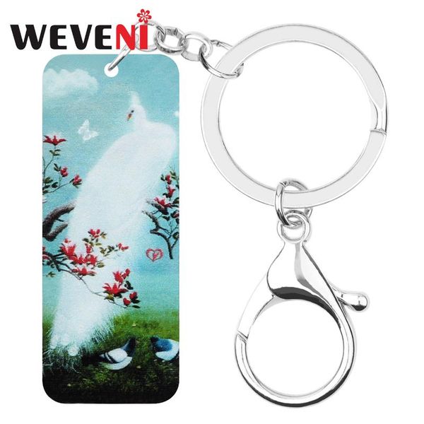 

weveni акриловый прямоугольник голубь белый павлин павлин брелки дикое животное брелок ювелирные изделия для женщин малыш шарм подарок украш, Silver