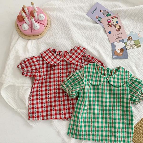 

2020 new style baby girls plaid shirt summer cotton kids girls blouse 1-6 years, White;black