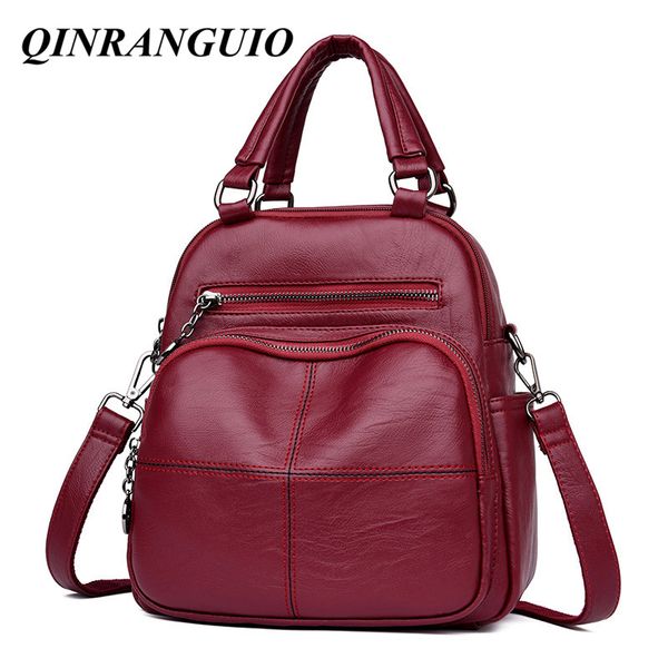 

qinranguio women backpack pu leather backpack female school bags for teenage girls large capacity women