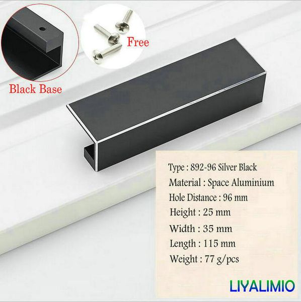 2019 892 96 Simple Style Silver Black Cabinet Handle Door Knobs