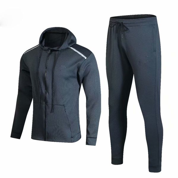 

p047# 2019 new men's jacket jacket sports suit, suitable for running fitness leisure home pants, with pocket zipper, Black;green