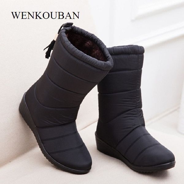 

women boots female down winter boots waterproof warm ankle snow boots ladies shoes woman warm fur botas mujer casual booties, Black