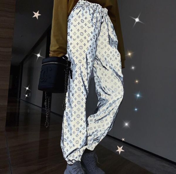

2019 ummer new fluore cent reflex hort ca ual fa hion ela tic high wai t wild ilver luminou traight trou er