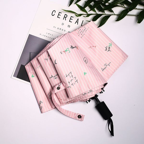 

stripe words portable umbrella rain women folding umbrellas female sunny parasol lovely parasol mini pocket umbrella ship