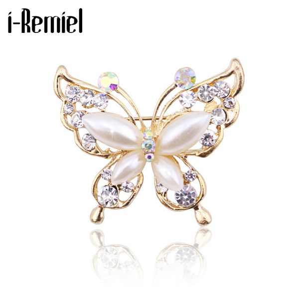 

новая бабочка кристалл горный хрусталь брошь сплав жемчуг насекомое лацкан булавка и броши для женщин свадебная вечеринка мода ювелирные изд, Gray