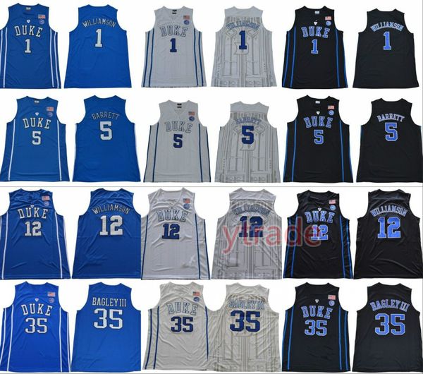 

new ncaa 2019 duke blue devils college jersey 1 zion williamson 2 cam reddish 5 rj barrett 35 marvin bagley iii 34 wendell carter stitched, Black;red