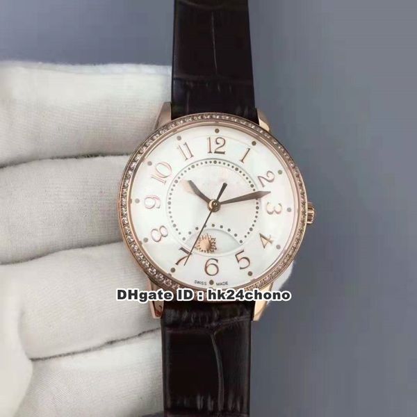 

watches rendez-vous night & day diamonds 898a/1 autoamtic womens watch q3442440 rose gold white dial leather strap ladys wristwatches, Slivery;brown