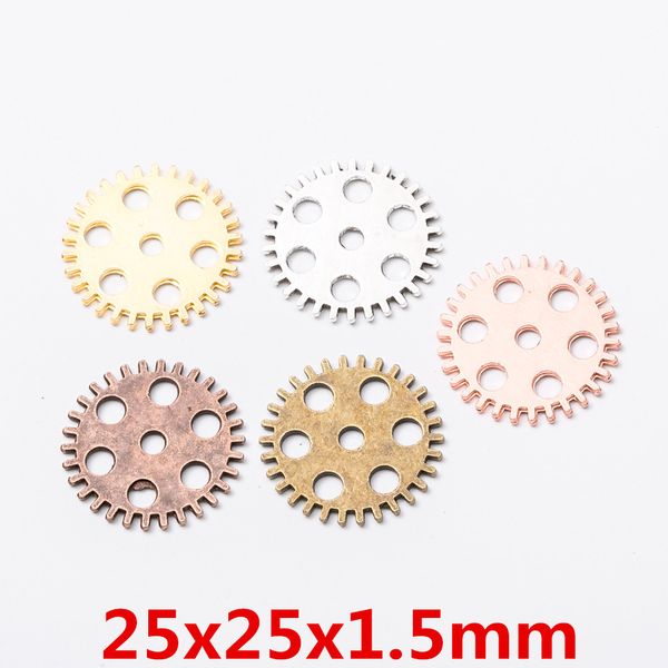 

20pcs 25mm vintage silver rose gold gear connector charms antique bronze pendants for bracelet necklace earring diy jewelry, Bronze;silver