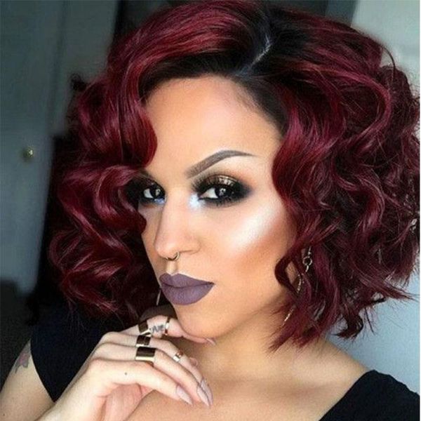 

13*4 lace front human hair wig loose wave brazilian remy hair lace frontal wigs pre plucked hairline #1bt99j color, Black