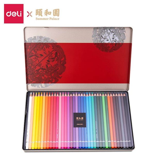 

deli summer series 68126 colored pencils colored pencils 36/48/72 color painted quality metal box