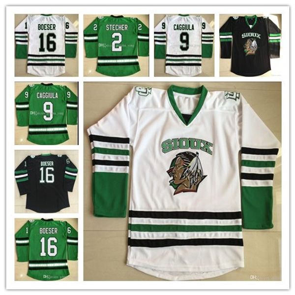 Cheap Dakota do Norte Fighting Sioux College Hockey Jerseys 2 Stecher 9 Caggiula 16 Brock Boeser 33 Cam Johnson All Ed Uniforms Fashion