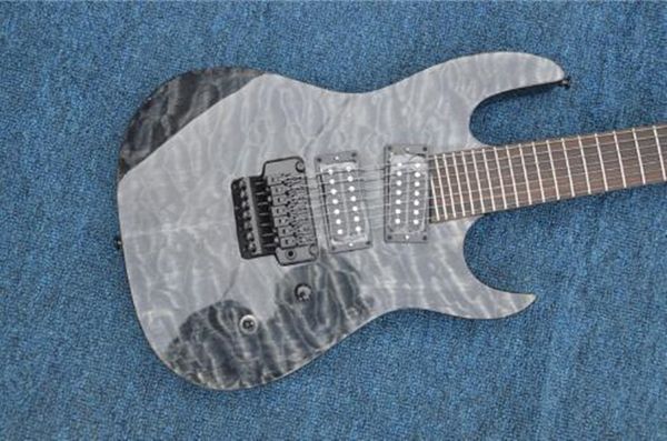 

factory outlet 7 string electric guitar, black flame maple, rose wood fingerboard, ing