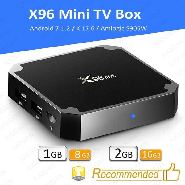 

X96 мини Андроид 7.1 встроенный S905W СТБ ТВ коробка 1 ГБ + 8 ГБ eMMC флэш-плеер 17.6 4K смарт Android-ТВ коробка против tx3 заглушка про