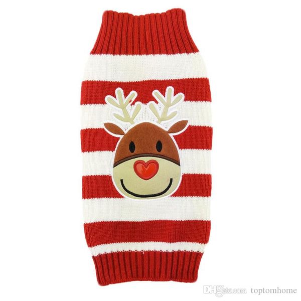 

собаки рождественская одежда лось вязаный свитер осень зима собака теплый полосатый костюм маленький питомец собака кошки свитера рождествен