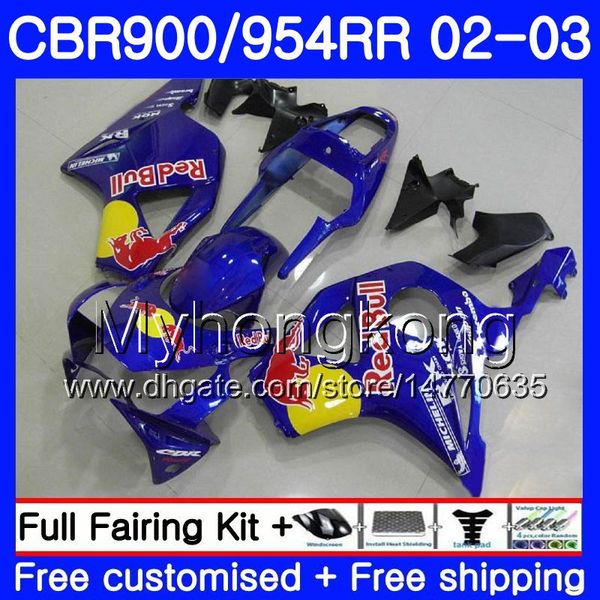 Corpo moldura amarela azul Para HONDA CBR900RR CBR 954 RR CBR900 RR CBR954 RR 280HM.29 CBR 900RR CBR954RR 02 03 CBR 954RR 2002 2003 kit de Carenagens