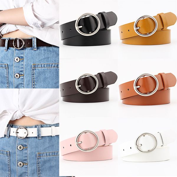 

belts for women cinturones para mujer circle pin buckles belt pasek damski ladies belt ceinture femme faux leather female belts, Black;brown