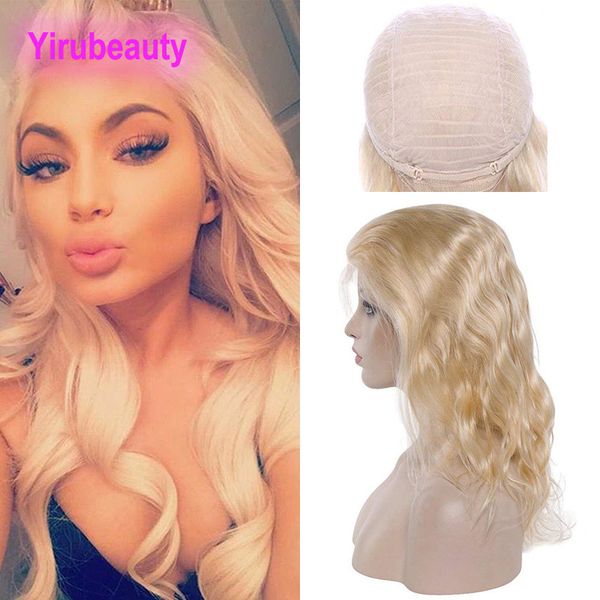 

malaysian human hair 13x4 lace front wig 613# blonde color body wave virgin hair 10-32inch hair products, Black;brown