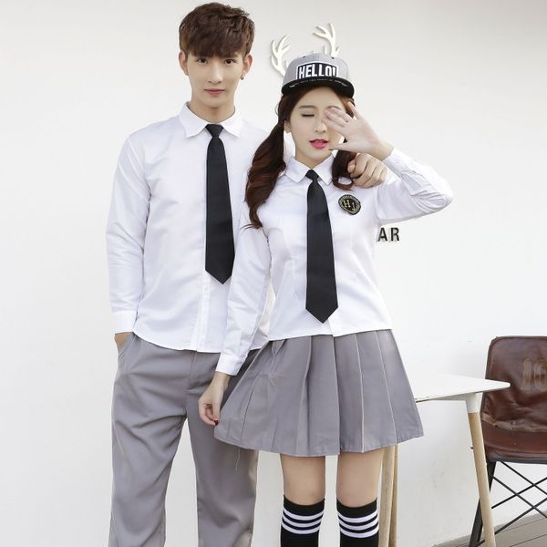 

студенты колледж униформа младшая средняя школа бакалавр матросский костюм с длинными рукавами пара костюм униформа плиссированная юбка d-02, White