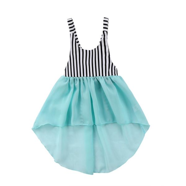 

2018 infant baby girls clothes sleeveless striped tulle dresses toddler kids ball gown party dress sundress, Red;yellow