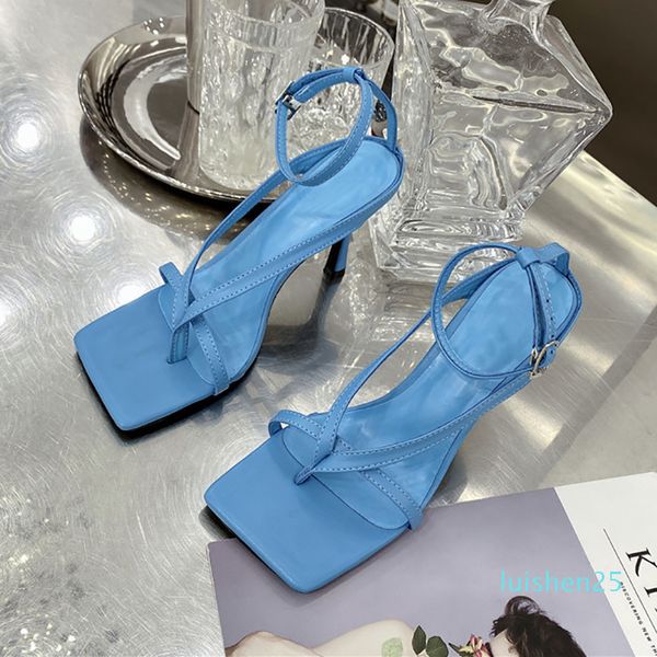 

women shoes sandals woman high heels toe sandal flip flops high heels ankle strap summer 2020 sandal square toe sandal l25, Black