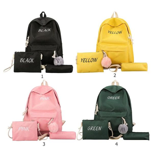 

women backpack ball canvas school bags for teenager girls preppy style 4 set/pc rucksack cute book bag pen bags mochila feminina