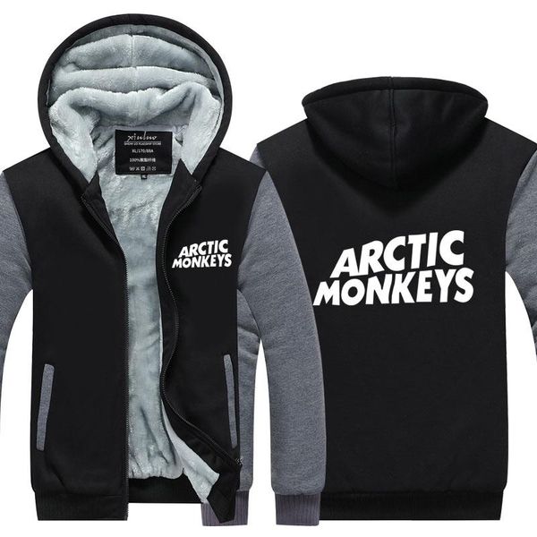 

arctic monkeys hoodie cashmere hoodies cotton coat winter thicken fleece zipper jacket super warm sweatshirt sportswear hoodie us eu size, Black