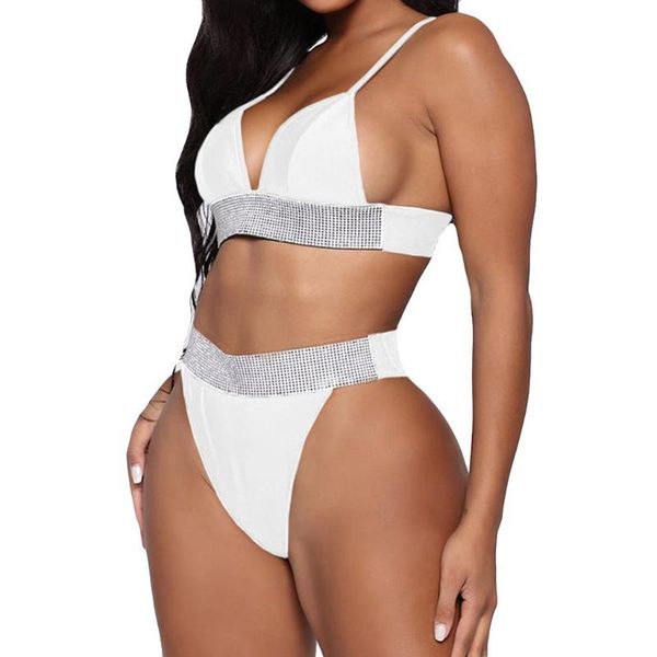 

women two piece bikini set summer brazilian bikini set high waist push-up padded bra bathing suit high cut bandage biquinis, White;black