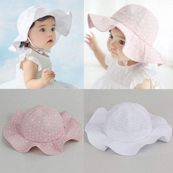 

kids hat baby girl solid white pink cap summer outdoor baby hat sun beach, Yellow