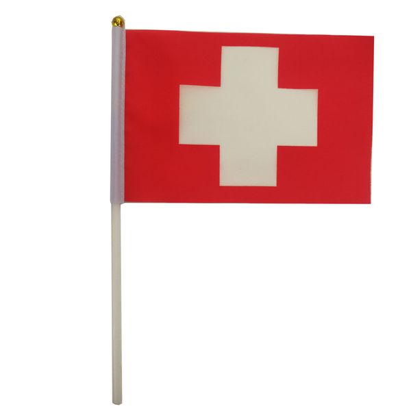 

switzerland flag 21x14 cm polyester hand waving flags switzerland country banner with plastic flagpoles