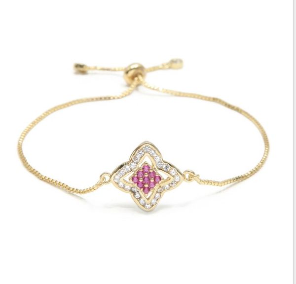 

4mm gold silver chain bracelet rose micro pave cz zircon rope adjusted macrame bracelet charm bangles ct44 for woman jewelry gift, Black