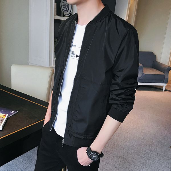 

jacket men's youth spring and autumn new korean slim baseball shirt casual thin jacket men's trend, Black;brown