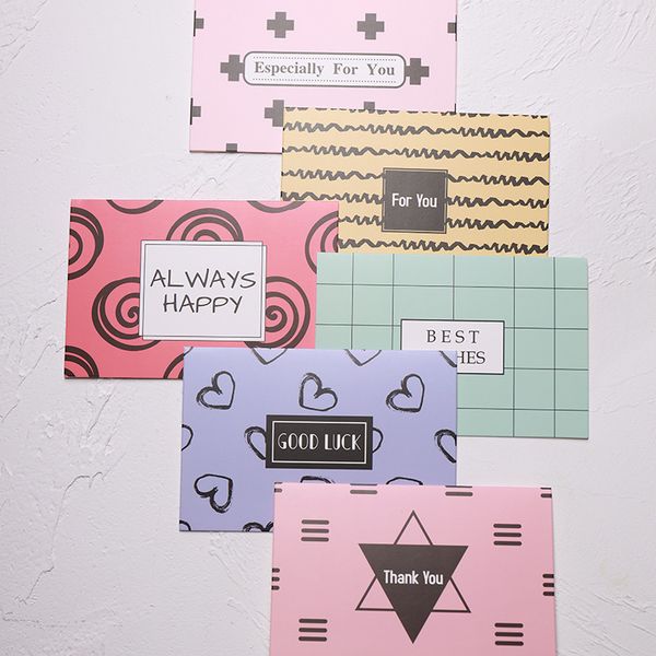 

5pcs/set retro geometry blessing greeting card set thanks gift card christmas birthday with paper envelope valentine's day