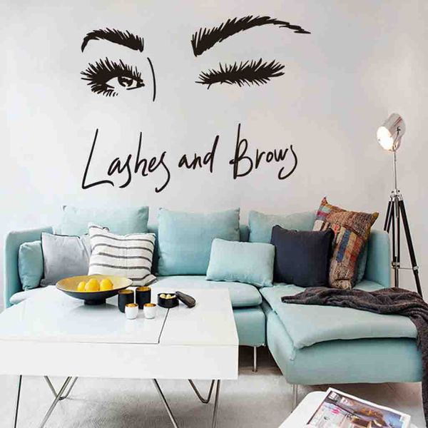 

woman make up wall sticker eye eyelashes wall decal lashes extensions beauty shop decor eyebrows brows mural beauty gift