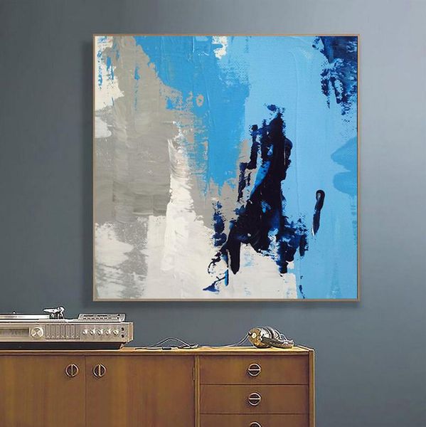 

white blue painting large canvas art painting on canvas white minimalism acrylic paintings modern wall art home decor