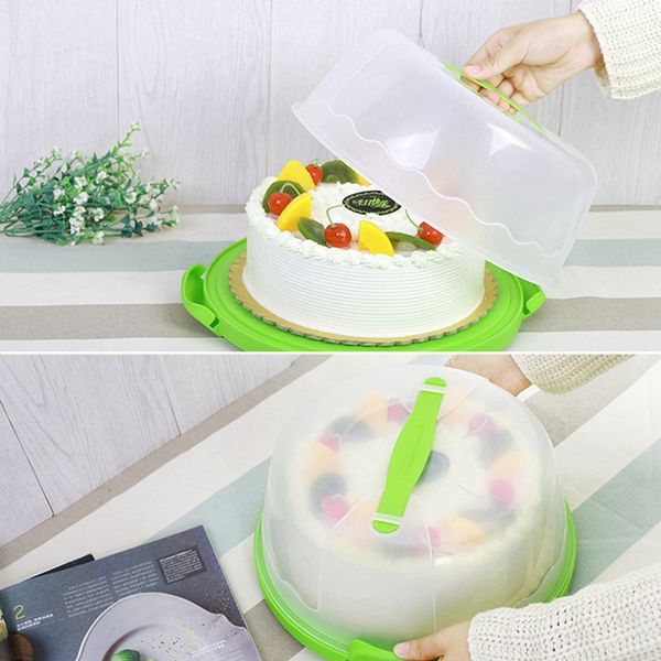 

round cake carrier handheld plastic pastry storage holder dessert container cover case birthday wedding party supplies other bakeware