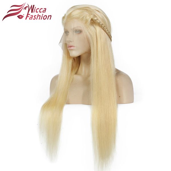 

dream beauty full blonde 613# color brazilian remy human hair full lace wigs density 130% straight hair lace wig with baby, Black