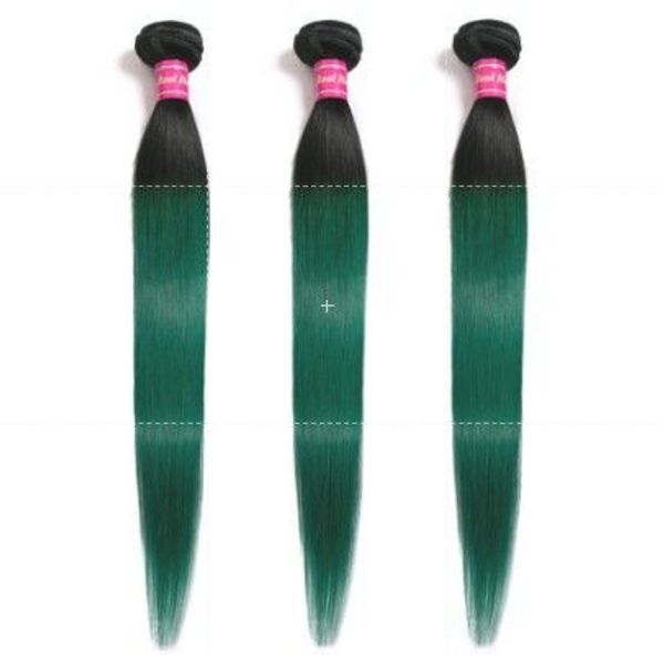 

ombre peruvian haire bundly 100% human hairm extension straight hairy bundlt colored 1b green hair bundle remy hairc, Black;brown
