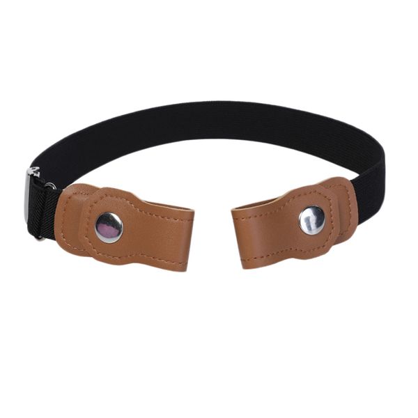 

awaytr fashion canvas belt for kids high-elastic belt for men pu button without buckle adjustable elastic children's belts, Black;brown