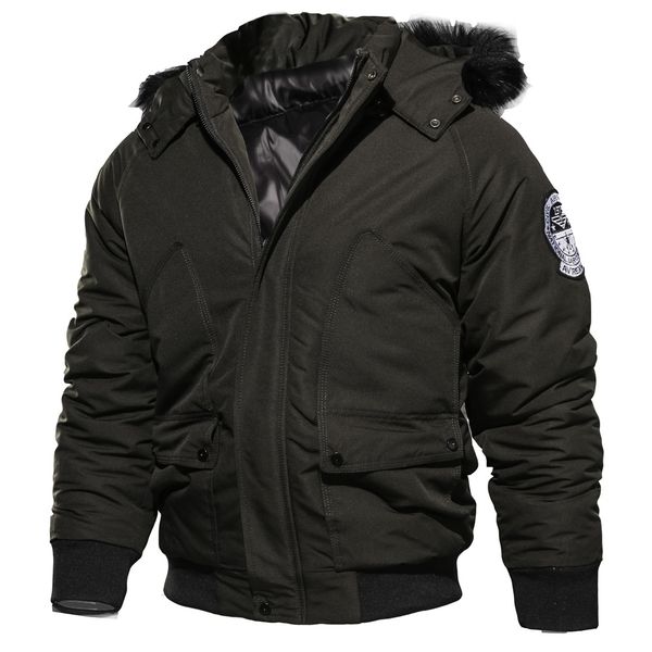 

mens winter autumn thick cotton jackets coats male casual fashion slim fit hooded zipper jackets 2019 green, Black;brown