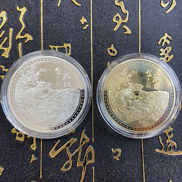 

lucky coin 2020 year of the rat commemorative coin chinese zodiac souvenir collectible coins lunar calendar collection art gifts