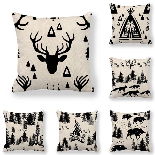 

45cm*45cm cushion cover black forest design linen/cotton cover cushion sofa and home decorative pillow