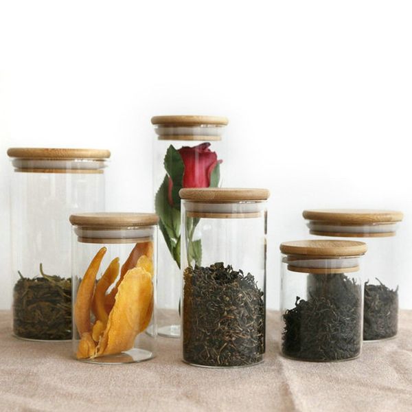 

diy transparent kitchen glass canisters jar storage corks cover jars bottles for sand liquid food eco friendly glass bottles with bamboo lid