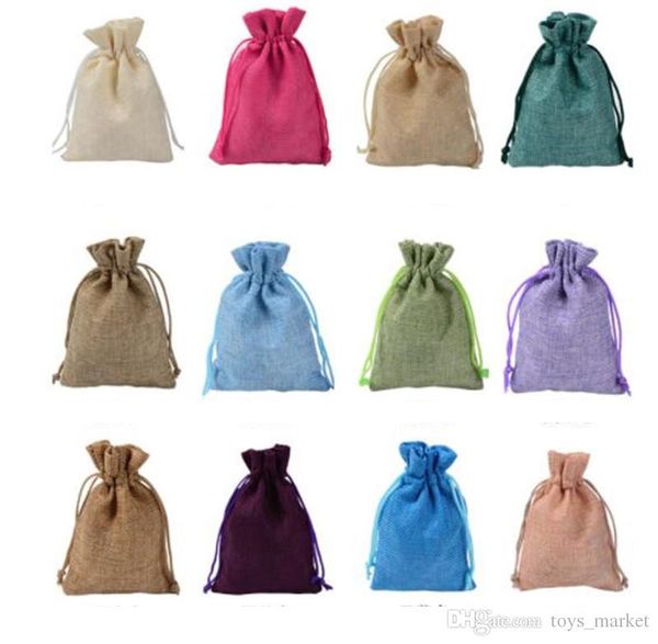 

9 * 12 см мини-мешок джутовая сумка белье конопли небольшие мешки drawstring кольцо ожерелье ювелирные мешочки свадебные сувениры упаковка