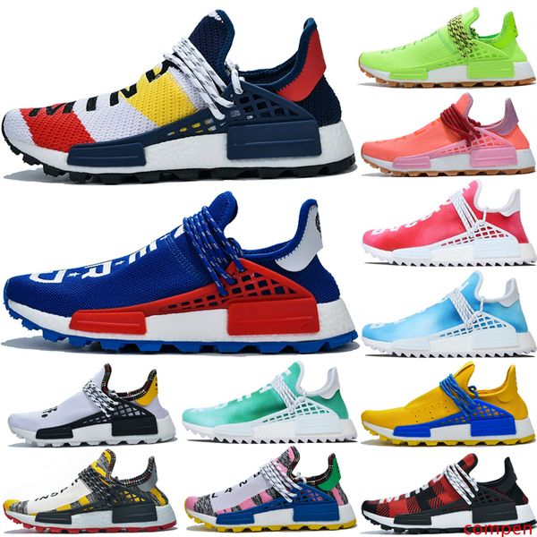

new pharrell williams nmd human race designer sneakers bbc solar pack yellow blue nerd heart mind mens womens nmds running shoes size 36-47