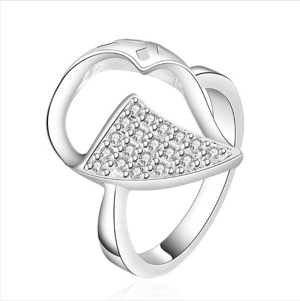 

plated sterling silver zircon ring with water drops djsr496 us size 7; women's 925 silver plate with side stones rings jewelry