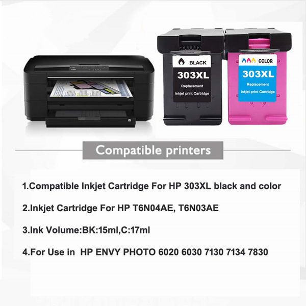 2020 2pk Ink Cartridges Replacement For Hp 303 Xl For Hp Envy